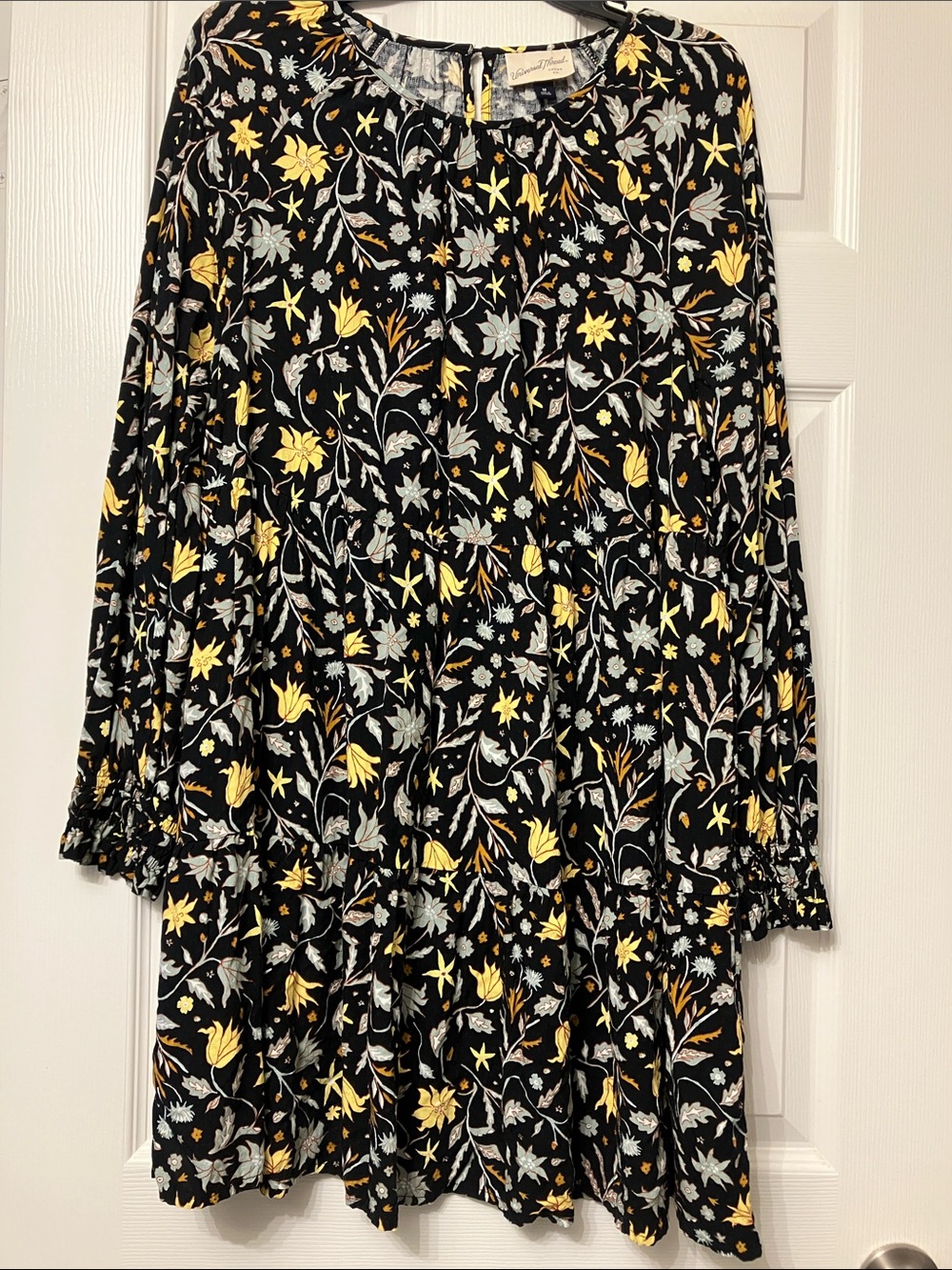 Universal Thread  dress with Yellow & Gray Floral Print
